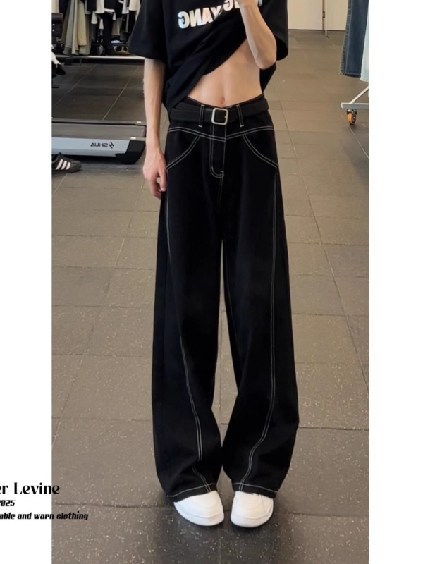 Cleanfit Черни дънки със скосен крак Bootcut за мъже, винтидж vibe, деним, ежедневни дълги панталони