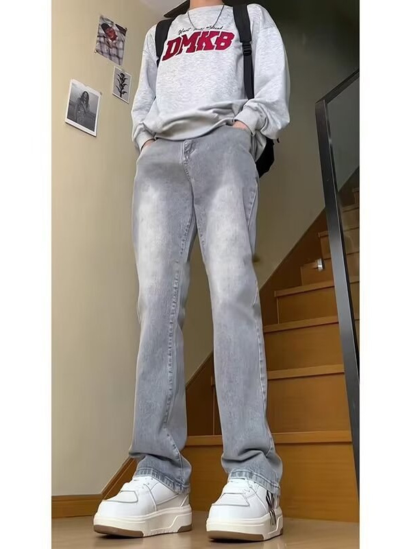 Cleanfit Черни дънки със скосен крак Bootcut за мъже, винтидж vibe, деним, ежедневни дълги панталони