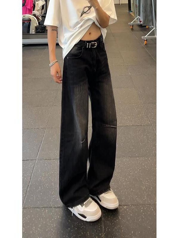 Cleanfit Черни дънки със скосен крак Bootcut за мъже, винтидж vibe, деним, ежедневни дълги панталони