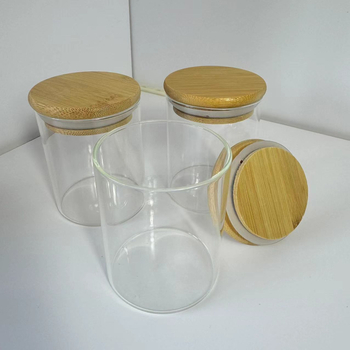 Staklena posuda od borosilikatnog stakla, okrugla, s hermetičkim poklopcem, 650 ml, za suho voće i žitarice, karirani uzorak