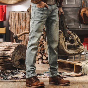 Muške traperice u američkom retro stilu, oprane, ravni kroj, slim fit, jesenske casual hlače 2025