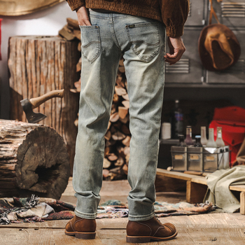Muške traperice u američkom retro stilu, oprane, ravni kroj, slim fit, jesenske casual hlače 2025