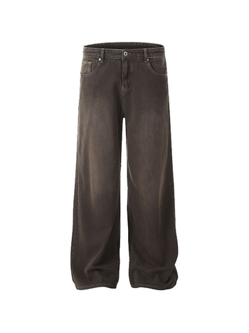 Muške traperice u američkom stilu, vintage pranje smeđe, opuštena casual silueta, straight do wide-leg kroja, pamuk denim