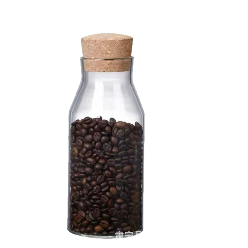 Staklena posuda za skladištenje s drvenim čepom, hermetički zatvarač, 501–800 ml, za napitke, mlijeko, žitarice i hranu