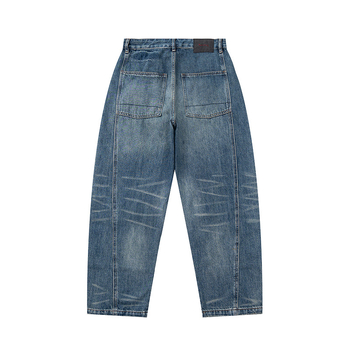 Yidao Vintage мъжки дънки, пролет 2026, американски ретро distressed патчворк с котешки мустаци, свободна кройка