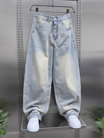 Muške široke traperice američki stil, proljeće-ljeto, ispran gradient, opuštena silueta, ravni kroj, gradski stil