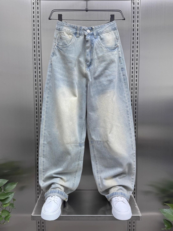 Muške široke traperice američki stil, proljeće-ljeto, ispran gradient, opuštena silueta, ravni kroj, gradski stil