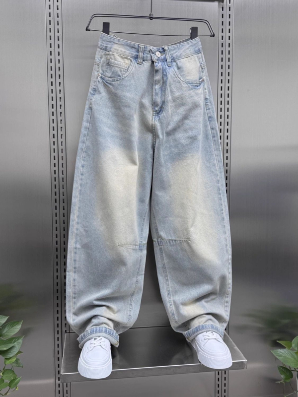Muške široke traperice američki stil, proljeće-ljeto, ispran gradient, opuštena silueta, ravni kroj, gradski stil