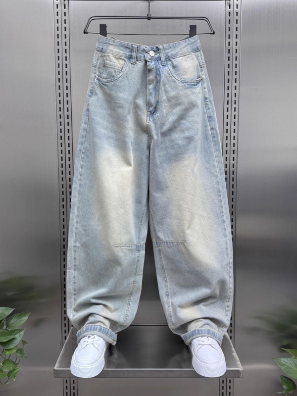 Muške široke traperice američki stil, proljeće-ljeto, ispran gradient, opuštena silueta, ravni kroj, gradski stil