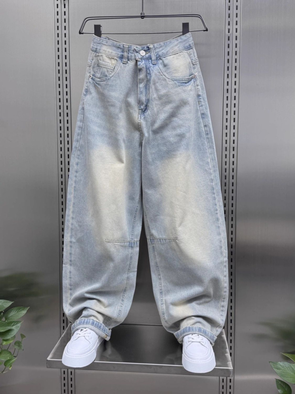 Muške široke traperice američki stil, proljeće-ljeto, ispran gradient, opuštena silueta, ravni kroj, gradski stil
