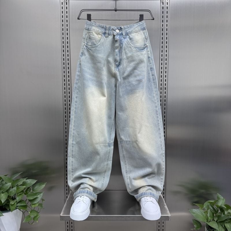 Muške široke traperice američki stil, proljeće-ljeto, ispran gradient, opuštena silueta, ravni kroj, gradski stil