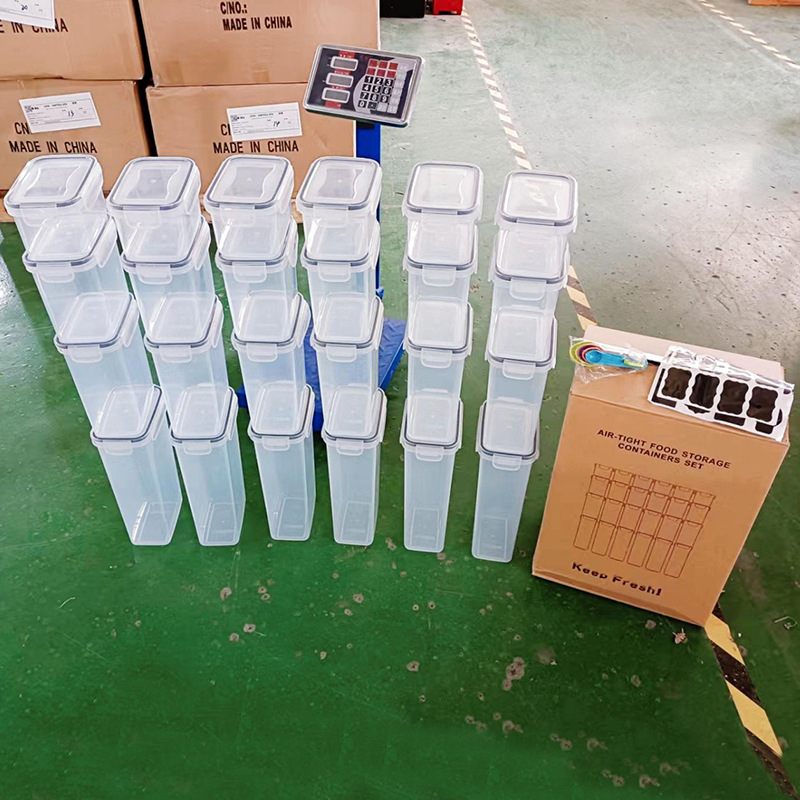 Pravokutni plastični spremnik za pohranu hrane, kuhinja, čuva žitarice svježe, mikrovalna sigurnost, kapacitet 5 L ili više, set od 3 komada