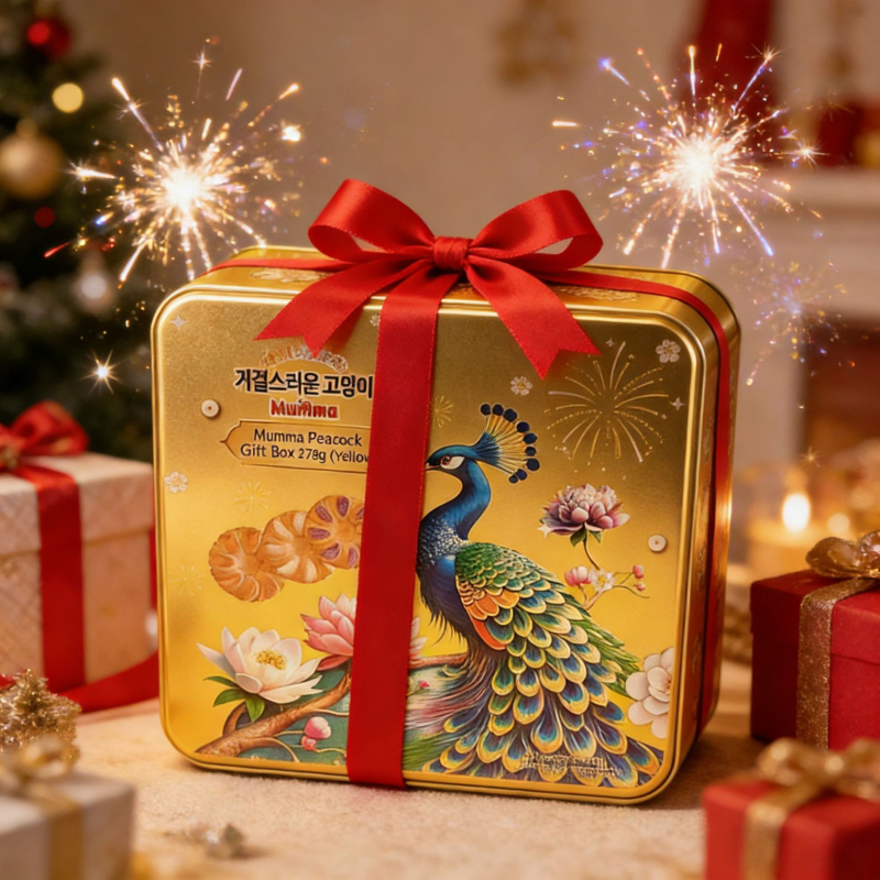 Kockasta metalna kutija za kekse sa zatvorenim poklopcem, kutija s motivom snježne pahulje, dimenzije 248×248×60 mm
