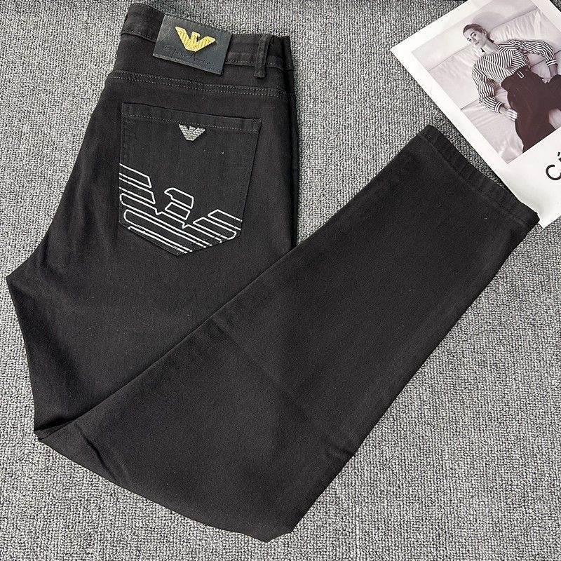 2025 visokokvalitetne muške traperice Black Eagle, svestrani slim-fit s ravnim krojem, za svakodnevnu upotrebu