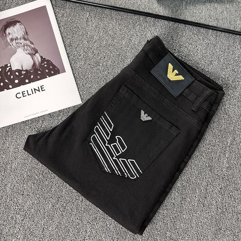 2025 visokokvalitetne muške traperice Black Eagle, svestrani slim-fit s ravnim krojem, za svakodnevnu upotrebu