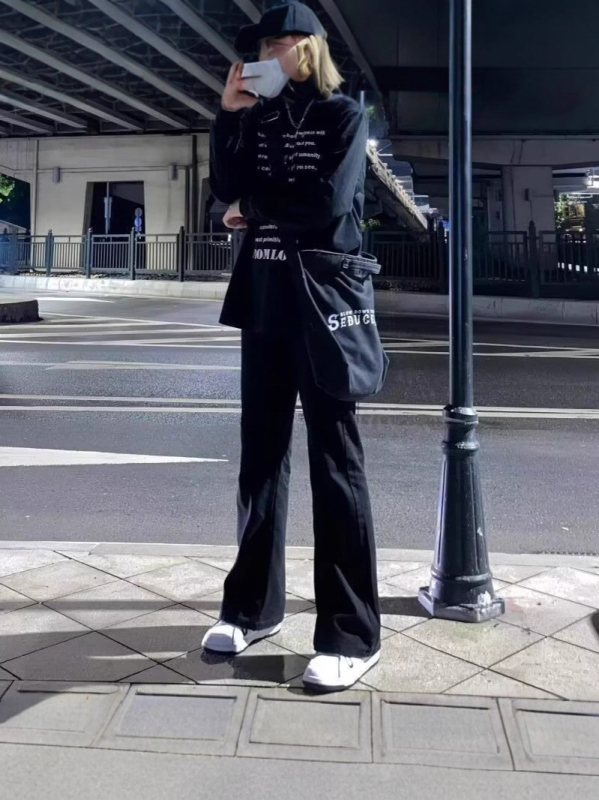 Черни мъжки дънки Bootcut с подплата от флийс за зима, висока талия, леко разширение към крака