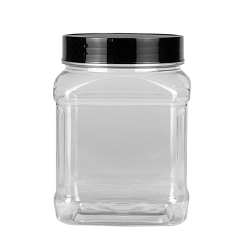 900 ml квадратна прозрачна бутилка PET с широк отвор и завинтваща се капачка за съхранение на мед, ядки и бонбони