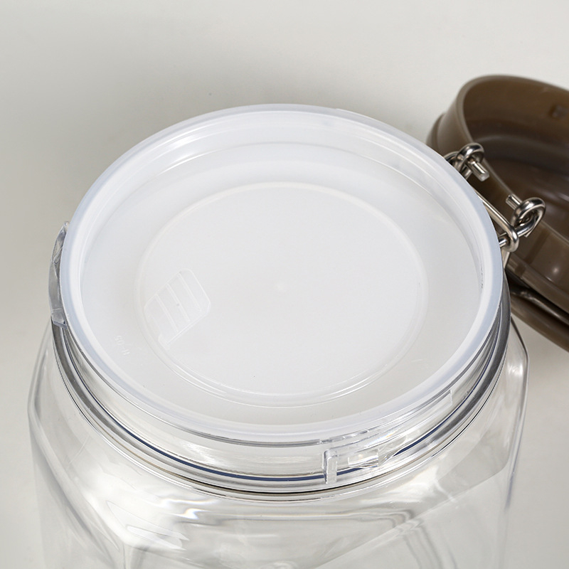 PET plastična hermetički zatvorena posuda, zapremina 1 kg, posuda za med i hranu, za orašaste plodove, žitarice i čaj; višenamjenski spremnik s poklopcem.