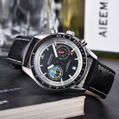 Muški višefunkcijski kvarcni sat s chronografom i kalendarom, analogni prikaz s brojkama, sportski stil, promjer brojčanika 40,5 mm, kućište od legure, remen od nehrđajućeg čelika