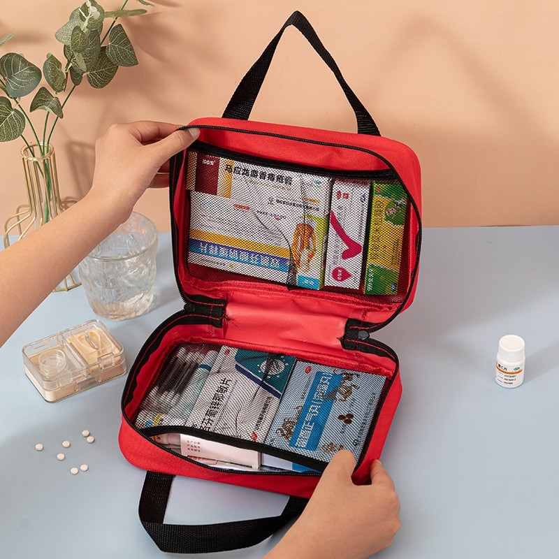 Kit de prim ajutor cu geantă portabilă pentru medicamente, trusă de urgență pentru mașină și activități în aer liber, trusă de supraviețuire la cutremur, cutie medicală de depozitare pentru acasă