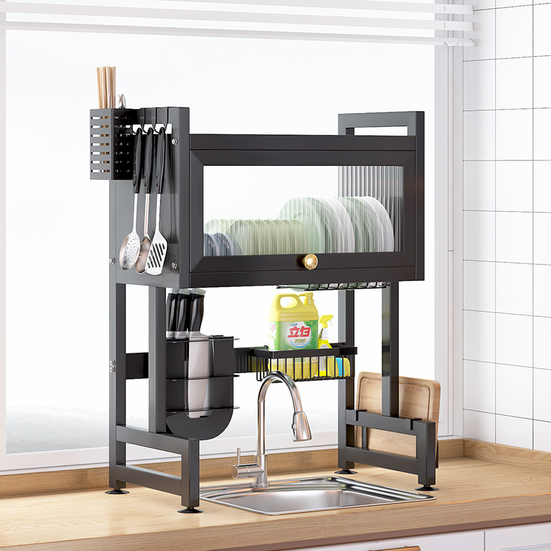 Stalak za sudoper od ugljičnog čelika sa vratima, polica za odvod posuđa na radnoj površini