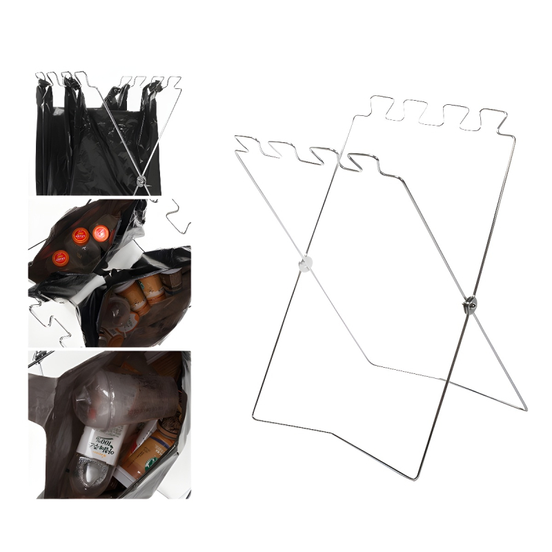 Кована желязна външна сгъваема стойка за торби за отпадъци, окачваща, голям капацитет, за съхранение на метални телове