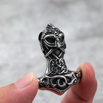 Nordijski vintage muški privjesak od nehrđajućeg čelika sa Thorovim čekićem, Viking ogrlica