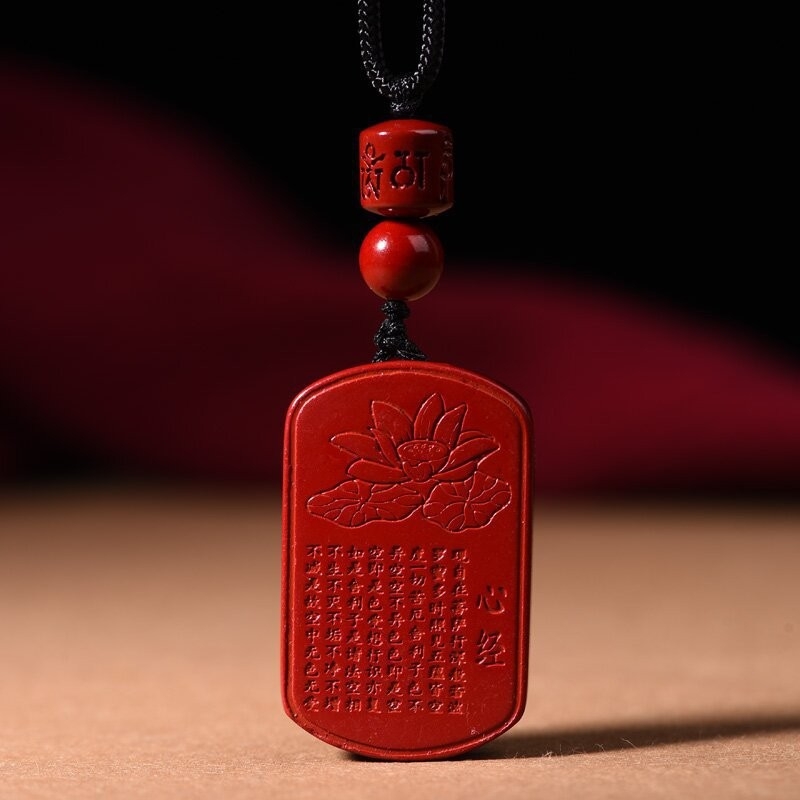 Amulet od cinnabara i ljubičasto-zlatnog srca Sutre — privjesak za godinu rođenja, unisex, kineski stil nakita