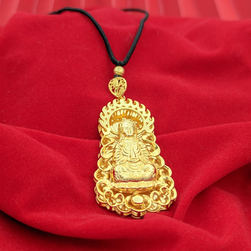 Muški privjesak Maitreya Guanyin, otvoreni plamen dizajn, mesing s pozlaćenim učinkom