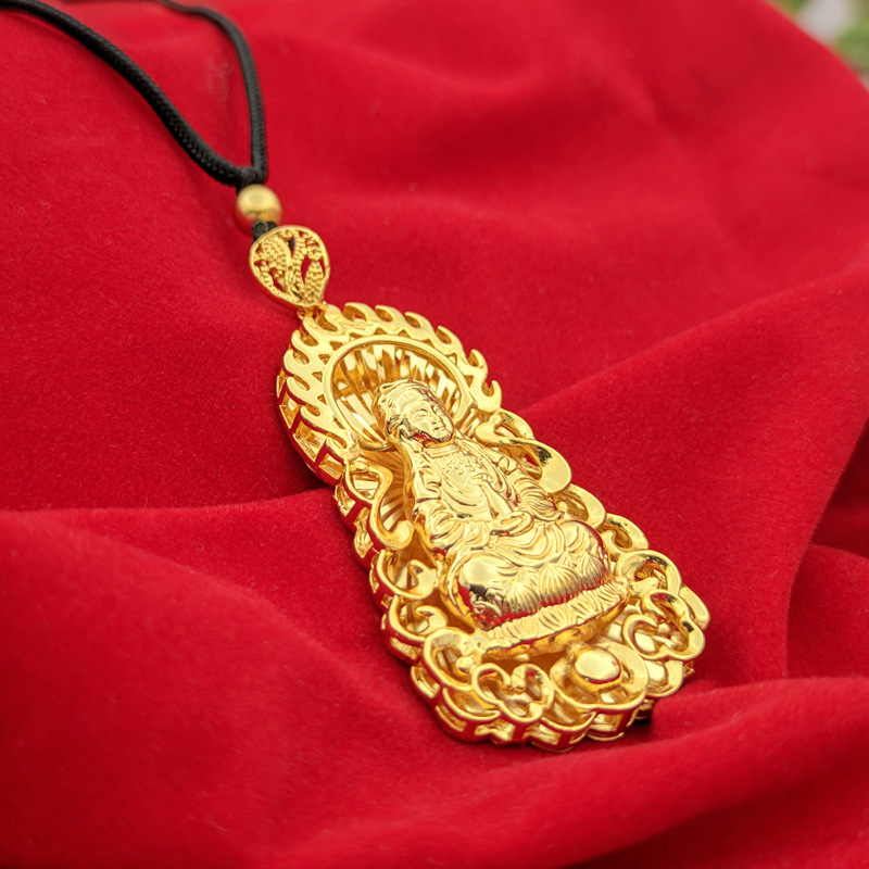 Muški privjesak Maitreya Guanyin, otvoreni plamen dizajn, mesing s pozlaćenim učinkom