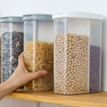 Plastična kuhinjska kutija za pohranu s odjeljcima za žitarice i rižu, zatvara se, kapacitet 2,1–3 L