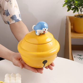 Doraemon porcelanska skladišna posuda s poklopcem, karikatura dizajn, za kekse, grickalice i žitarice, 800–1000 ml
