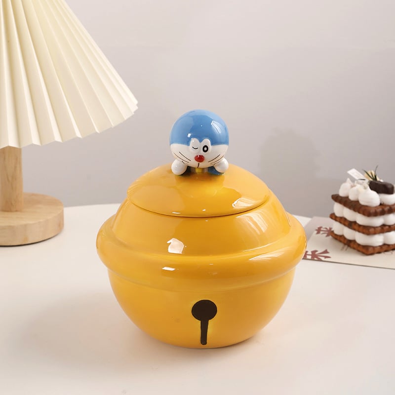 Doraemon porcelanska skladišna posuda s poklopcem, karikatura dizajn, za kekse, grickalice i žitarice, 800–1000 ml