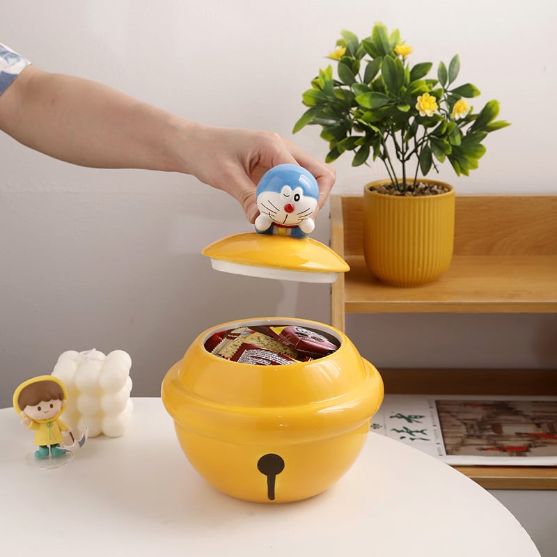 Doraemon porcelanska skladišna posuda s poklopcem, karikatura dizajn, za kekse, grickalice i žitarice, 800–1000 ml