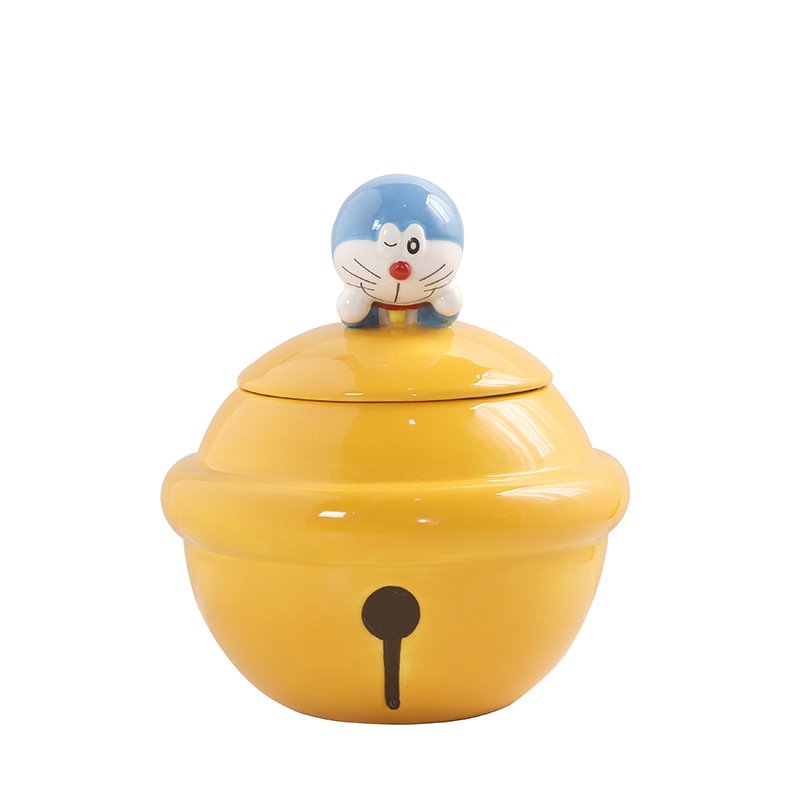 Doraemon porcelanska skladišna posuda s poklopcem, karikatura dizajn, za kekse, grickalice i žitarice, 800–1000 ml