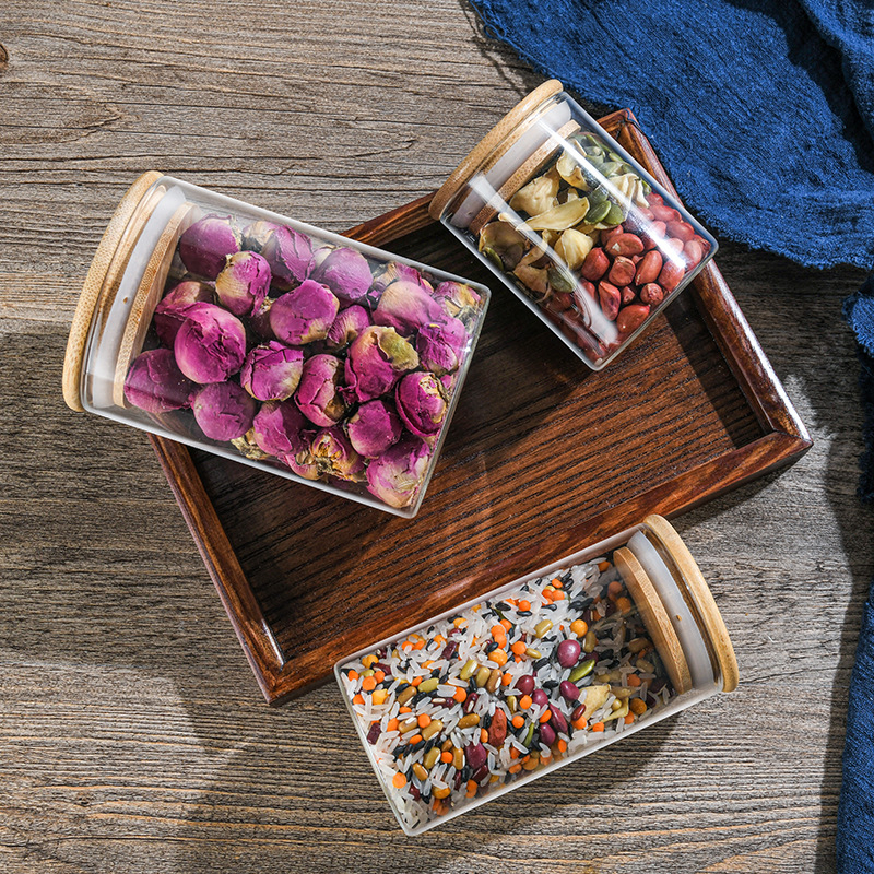 Prilagođene kuhinjske posude od borosilikatnog stakla za užinu, žitarice i čaj – vodootporne, hermetički zatvorene staklene posude za skladištenje