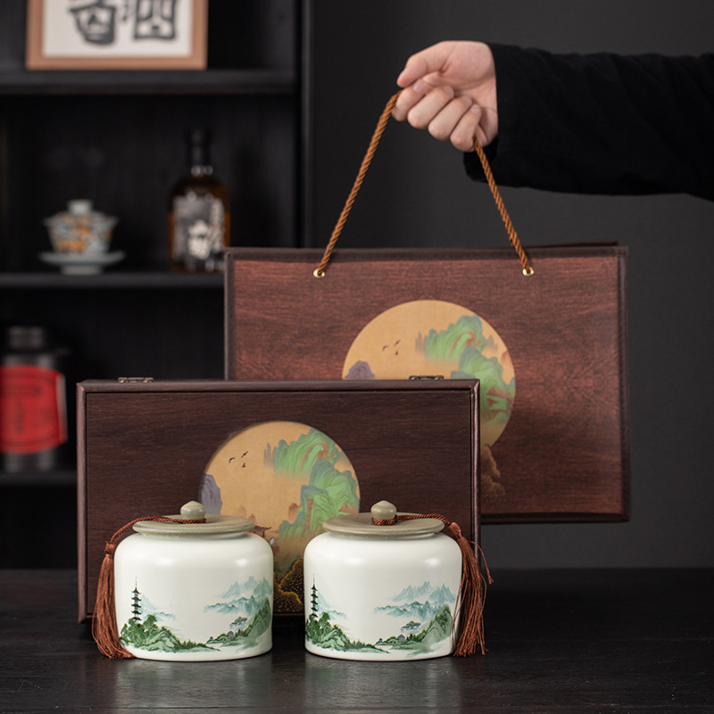 Keramička zatvorena posuda u darovnoj kutiji za čaj Longjing i Maojian