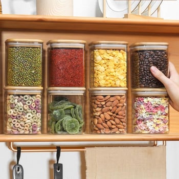 Šest prozirnih staklenih posuda za pohranu od borosilikatnog stakla, kućne namjene, prozirne i hermetički zatvarajuće, za zrna kave i čaj