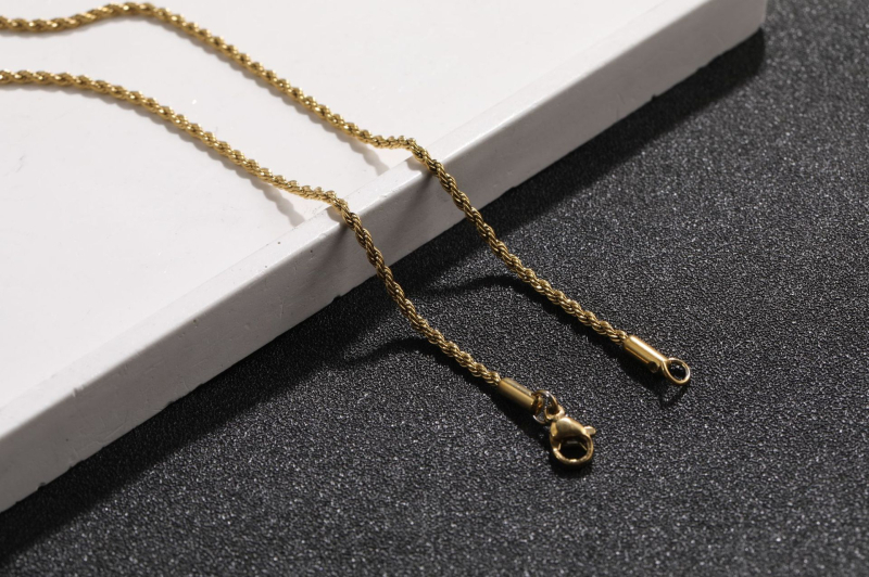 Geometrijska ogrlica od titan-čelika s uvijenim lancem, unisex, chic nakit, podesiva duljina 51–80 cm