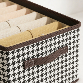 Kutija za pohranu s uzorkom houndstooth, kućni organizator odjeće, sklopiva, kapacitet 22 L
