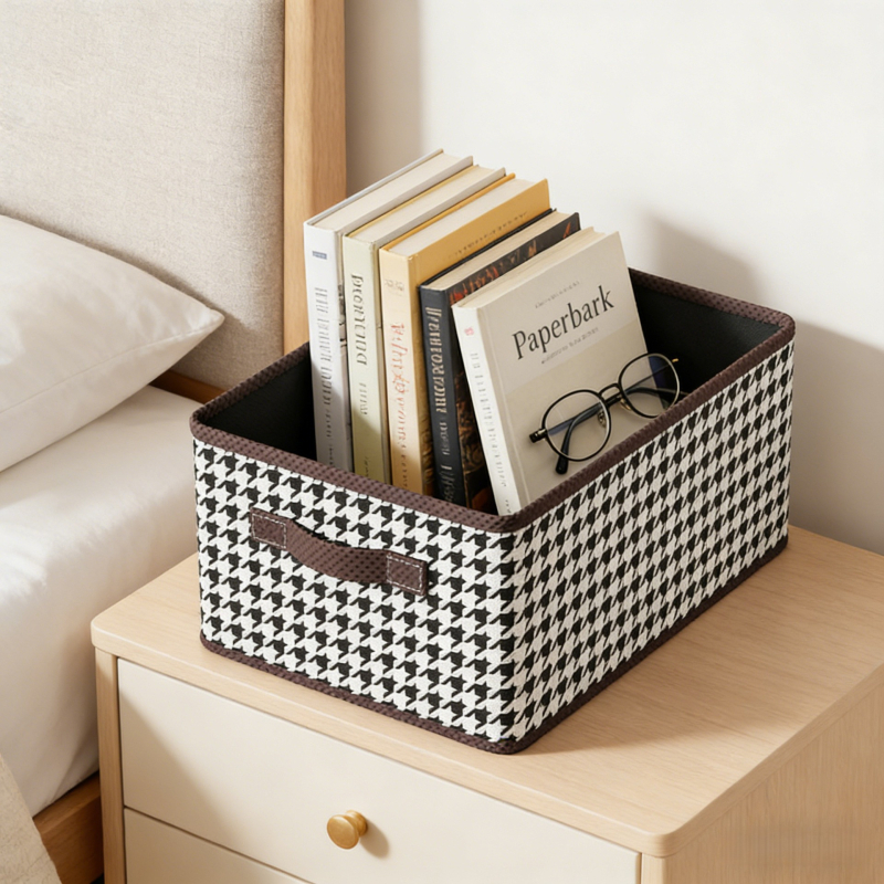 Kutija za pohranu s uzorkom houndstooth, kućni organizator odjeće, sklopiva, kapacitet 22 L