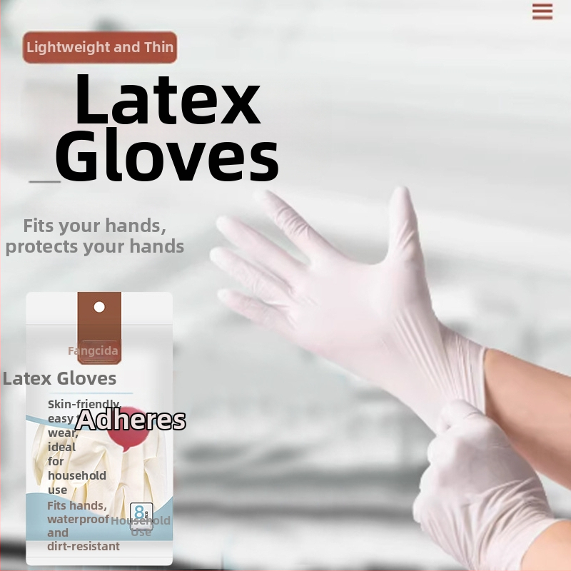 Grassland 1G5852 Jednokratne latex rukavice za kuhinju i kućanske poslove, vodootporne, bijele, paket od 8 komada