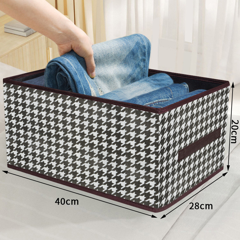 Sklopiva platnena kutija za pohranu s Houndstooth uzorkom, složeni pretinci za odjeću i igračke