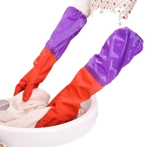 Ljubičaste latex rukavice s flecom, tople, duge, za pranje posuđa i rublje
