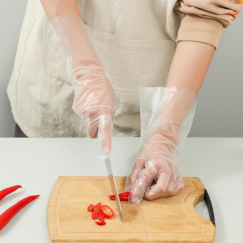 Produžene jednokratne rukavice, deblje za ugostiteljstvo, prozirne, protuklizne, izdržljive za pranje posuđa i pranje rublja, zimskog korištenja