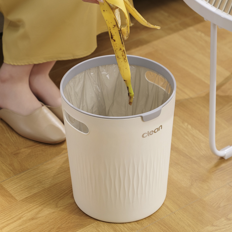 Krem koš za otpad, kućne upotrebe, 10 L, minimalistički dizajn s laganim luksuzom, za kuhinju, dnevnu sobu, kupaonicu i spavaću sobu, plastični, bez poklopca