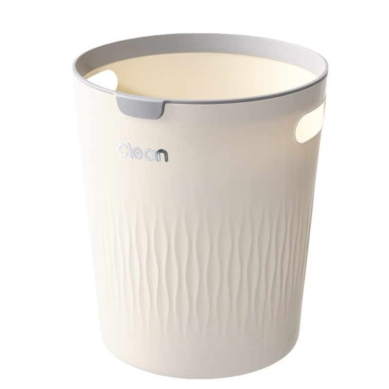 Krem koš za otpad, kućne upotrebe, 10 L, minimalistički dizajn s laganim luksuzom, za kuhinju, dnevnu sobu, kupaonicu i spavaću sobu, plastični, bez poklopca