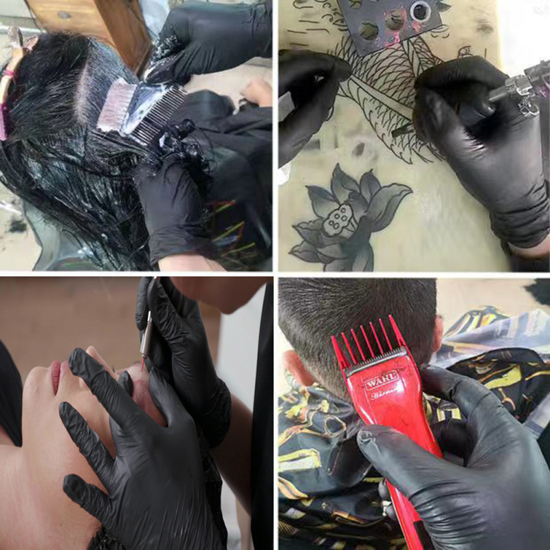 Jednokratne crne sintetičke kompozitne rukavice, modificirani nitril, za ljepotu, salon i tetoviranje obrva, mekano pristajanje, latex