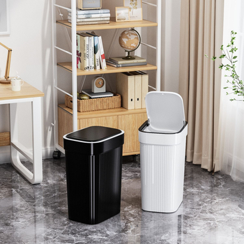Plastična kvadratna košara za otpad s poklopcem, lagani luksuzni dizajn, kapacitet do 4 l, pogodna za spavaću sobu, kuhinju i kupaonu
