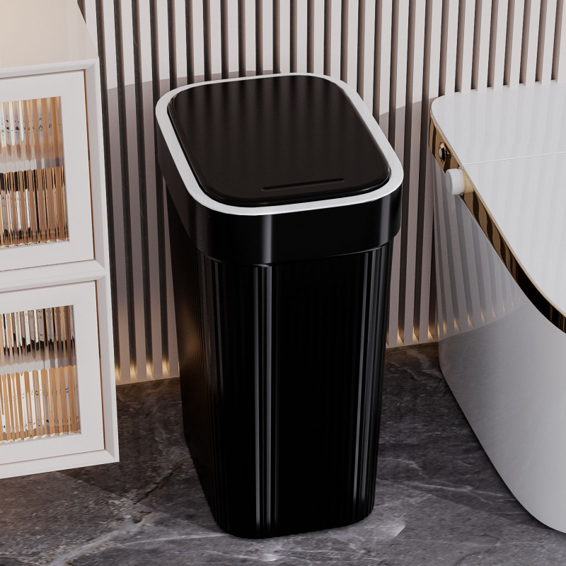 Plastična kvadratna košara za otpad s poklopcem, lagani luksuzni dizajn, kapacitet do 4 l, pogodna za spavaću sobu, kuhinju i kupaonu